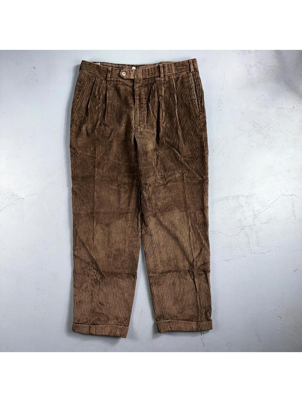J. Peterman Pants Mens 38 Brown Thick Corduroy Pleated Chino Straight Pockets